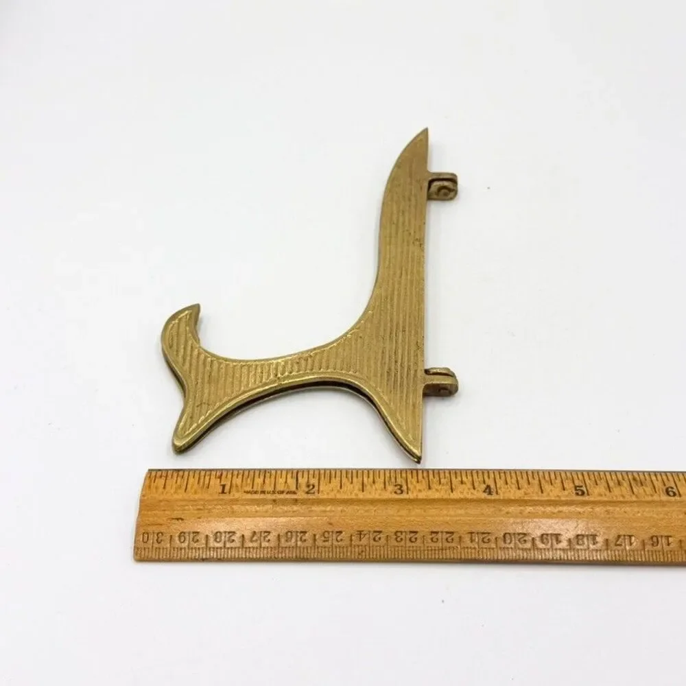 Vintage Brass Art Deco Style Folding Display Easel Plate Stand 6